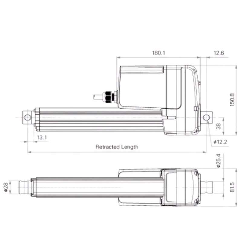 1500lb Heavy-Duty Linear Actuator 24VDC Drive IP69K Rugged Industrial Electric Cylinder